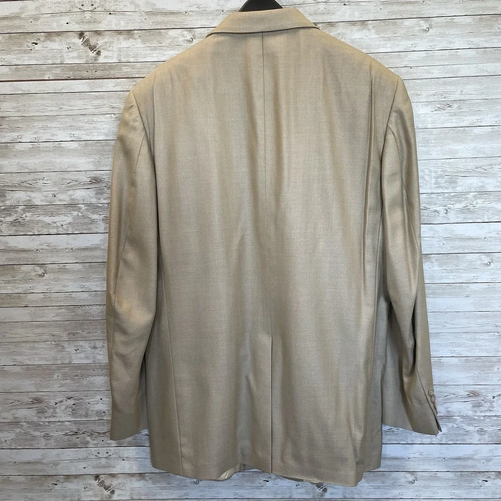 Vtg NWT Oscar De La Renta Mens 44L Blazer Beige Silk/Wool Bend Flex Fit 3-Button